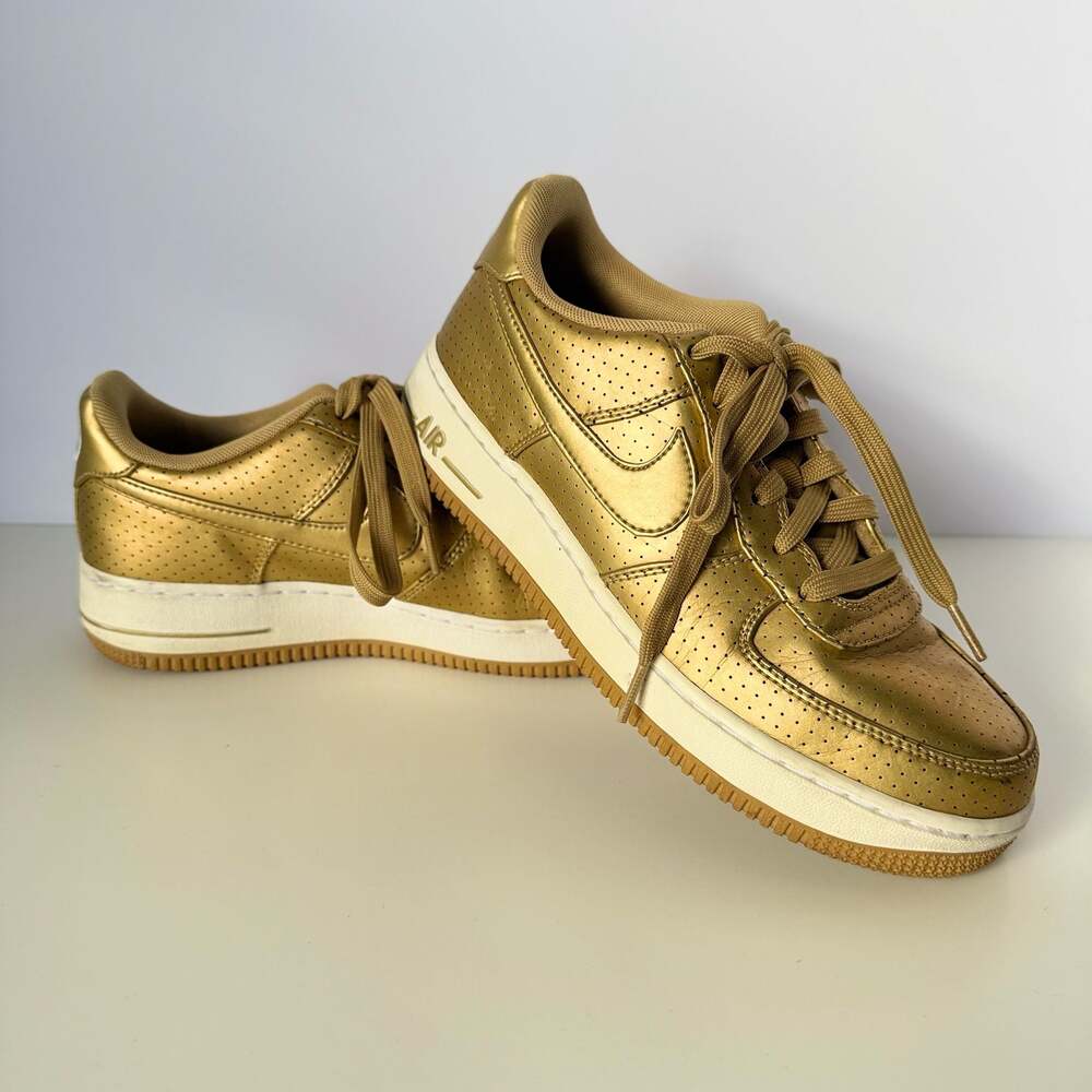 Nike Air Force 1 Low '07 LV8 'Dream Team' Metallic Gold Perforated Sneakers
